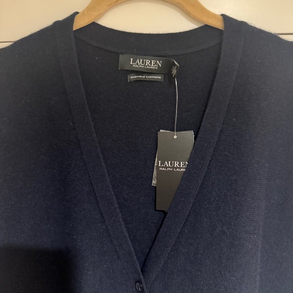 LAUREN RALPH LAUREN NWT 100% Washable Cashmere Dolman Sleeve Cardigan Navy S - Picture 4 of 10